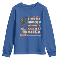 Funny Lacrosse Lax Youth Sweatshirt I Beat People With A Stick Vintage American Flag