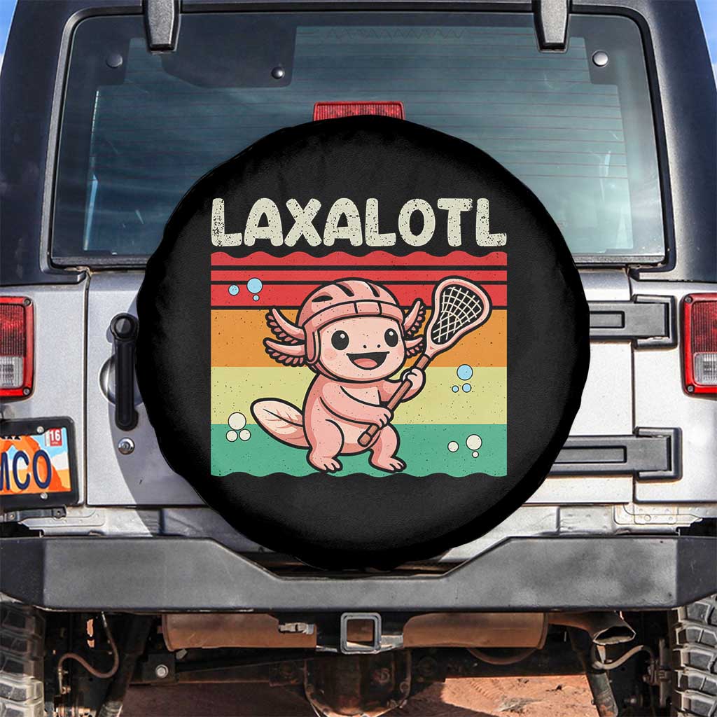 Funny Axolotl Lacrosse LAX Laxalotl Spare Tire Cover Lacrosse Player Retro Vintage