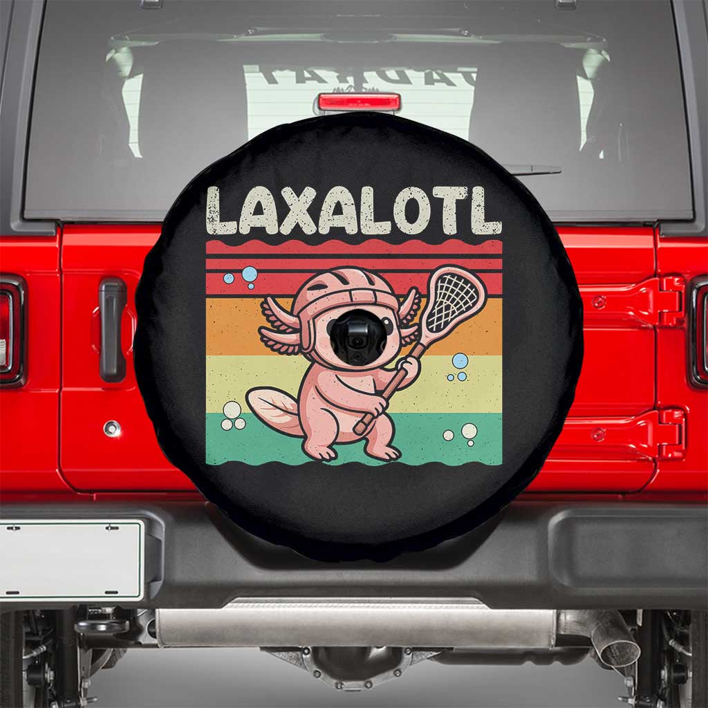 Funny Axolotl Lacrosse LAX Laxalotl Spare Tire Cover Lacrosse Player Retro Vintage
