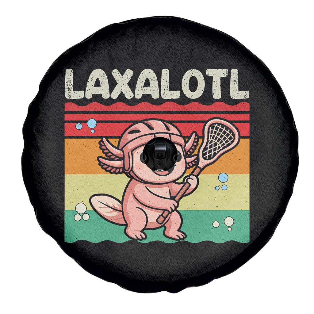 Funny Axolotl Lacrosse LAX Laxalotl Spare Tire Cover Lacrosse Player Retro Vintage