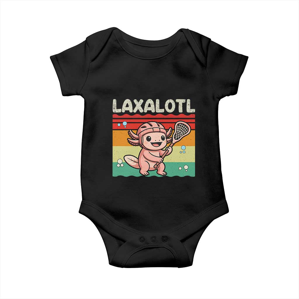 Funny Axolotl Lacrosse LAX Laxalotl Baby Onesie Lacrosse Player Retro Vintage