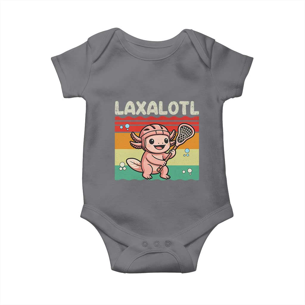 Funny Axolotl Lacrosse LAX Laxalotl Baby Onesie Lacrosse Player Retro Vintage