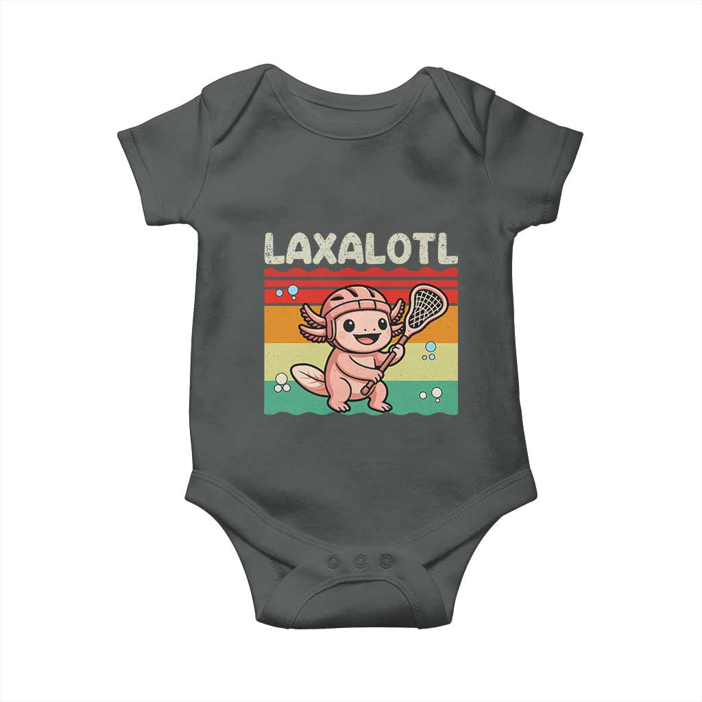 Funny Axolotl Lacrosse LAX Laxalotl Baby Onesie Lacrosse Player Retro Vintage