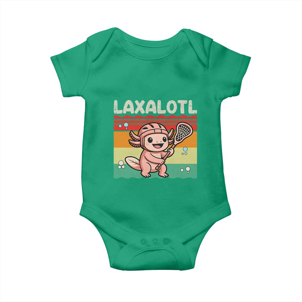 Funny Axolotl Lacrosse LAX Laxalotl Baby Onesie Lacrosse Player Retro Vintage