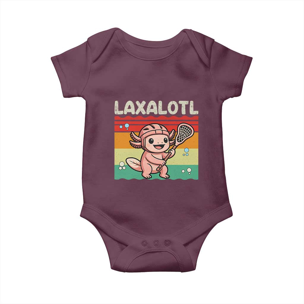 Funny Axolotl Lacrosse LAX Laxalotl Baby Onesie Lacrosse Player Retro Vintage