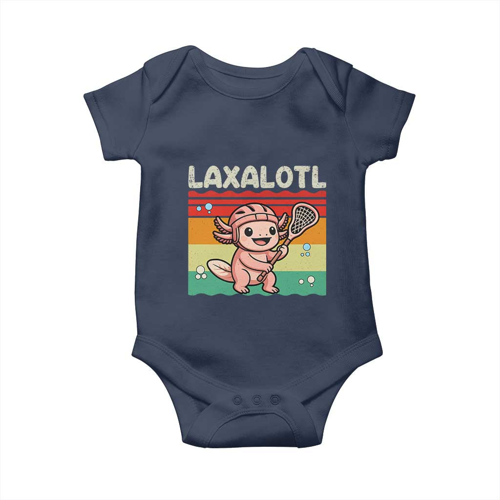 Funny Axolotl Lacrosse LAX Laxalotl Baby Onesie Lacrosse Player Retro Vintage
