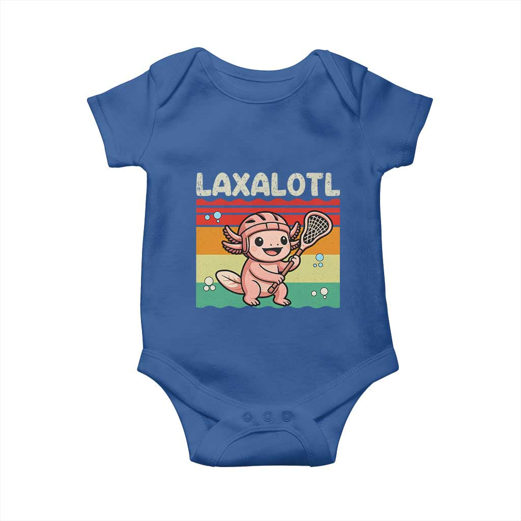 Funny Axolotl Lacrosse LAX Laxalotl Baby Onesie Lacrosse Player Retro Vintage