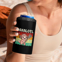 Funny Axolotl Lacrosse LAX Laxalotl 4 in 1 Can Cooler Tumbler Lacrosse Player Retro Vintage
