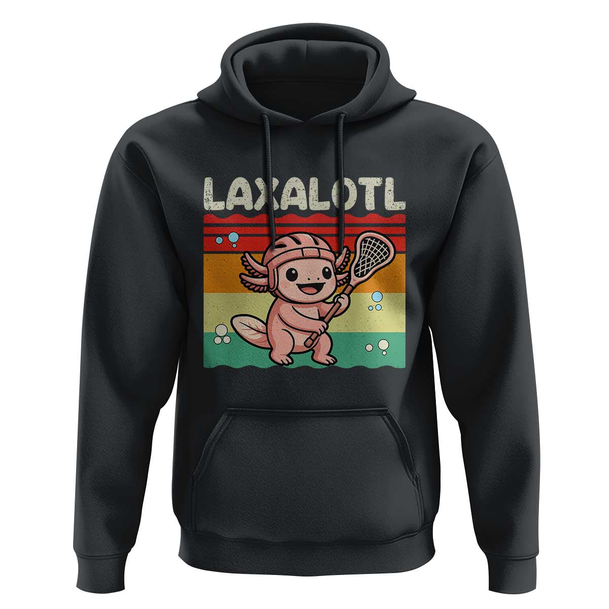 Funny Axolotl Lacrosse LAX Laxalotl Hoodie Lacrosse Player Retro Vintage