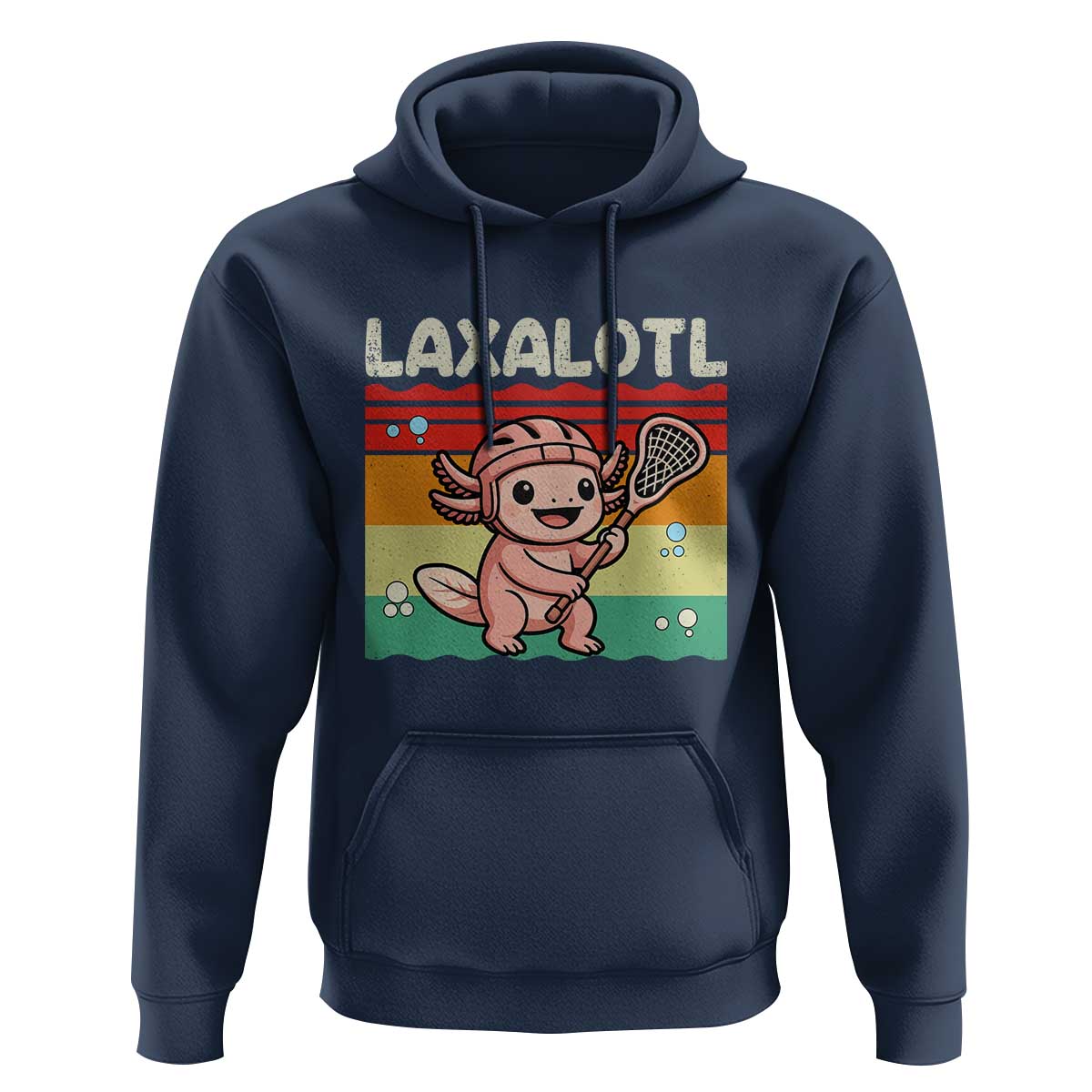 Funny Axolotl Lacrosse LAX Laxalotl Hoodie Lacrosse Player Retro Vintage