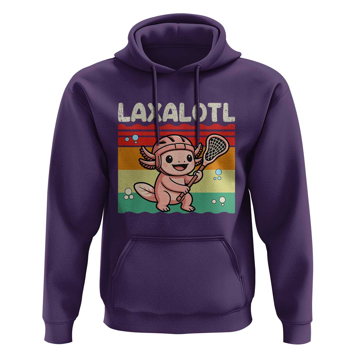 Funny Axolotl Lacrosse LAX Laxalotl Hoodie Lacrosse Player Retro Vintage