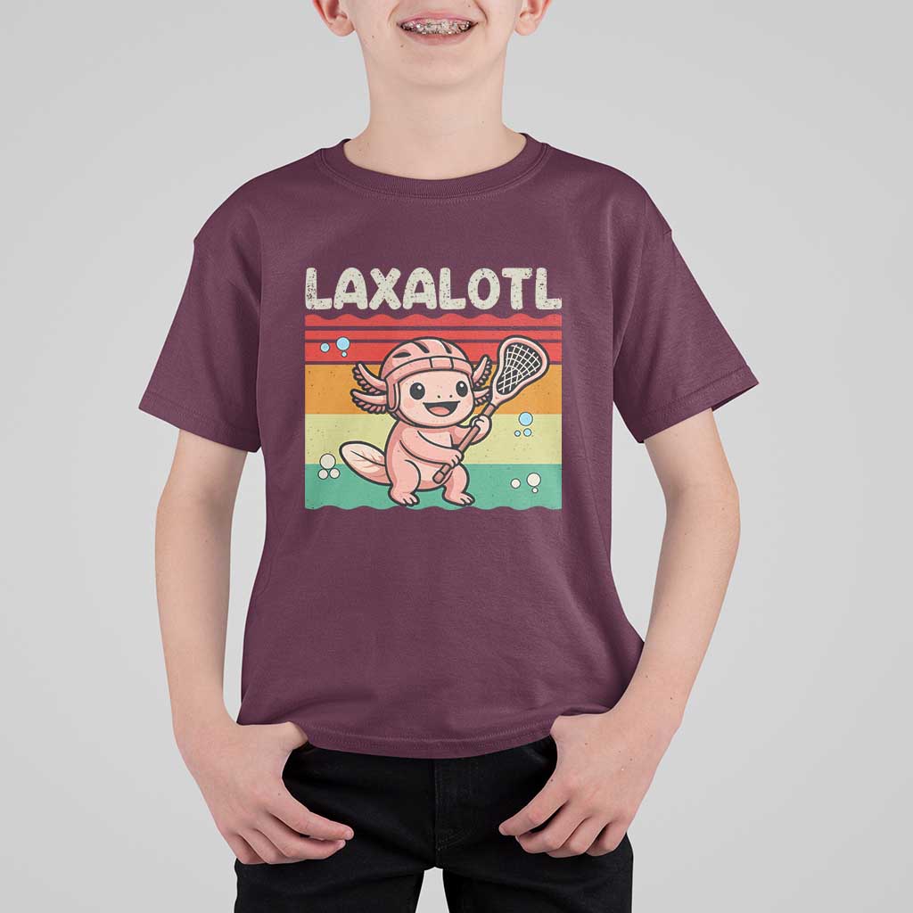 Funny Axolotl Lacrosse LAX Laxalotl T Shirt For Kid Lacrosse Player Retro Vintage