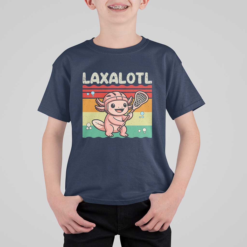 Funny Axolotl Lacrosse LAX Laxalotl T Shirt For Kid Lacrosse Player Retro Vintage