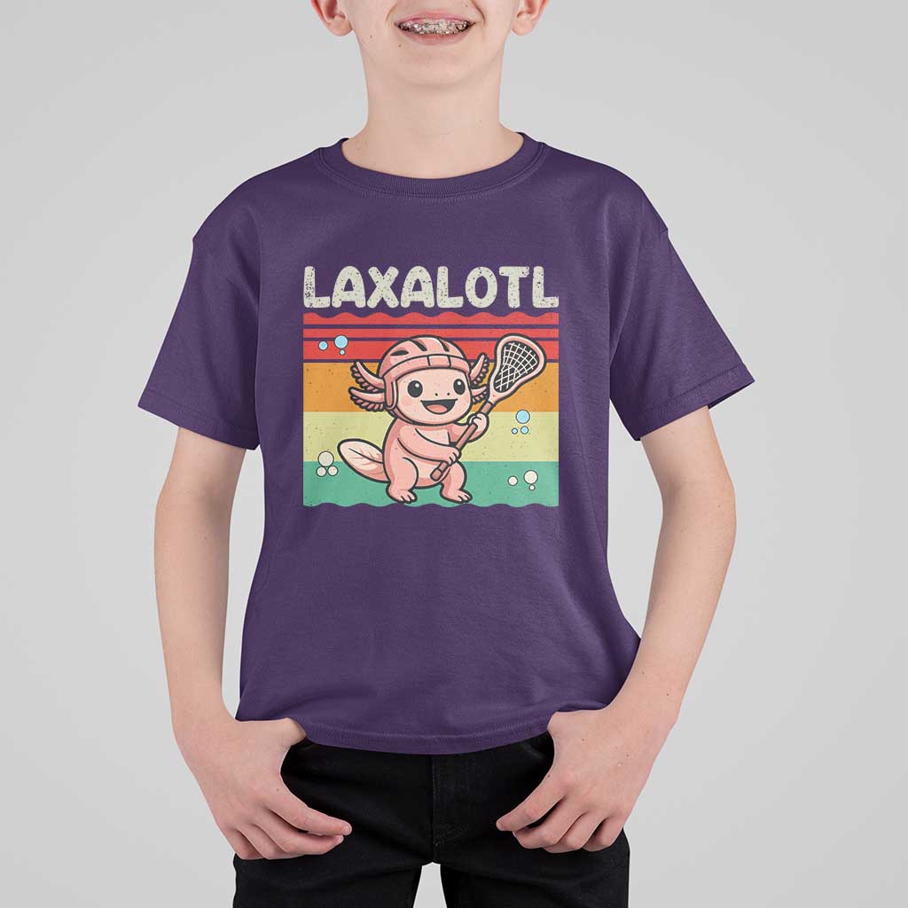 Funny Axolotl Lacrosse LAX Laxalotl T Shirt For Kid Lacrosse Player Retro Vintage