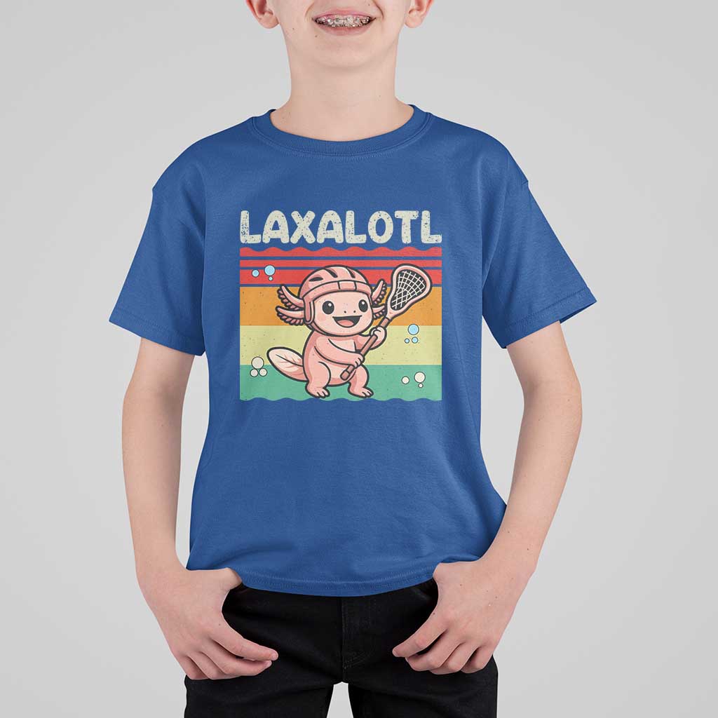 Funny Axolotl Lacrosse LAX Laxalotl T Shirt For Kid Lacrosse Player Retro Vintage
