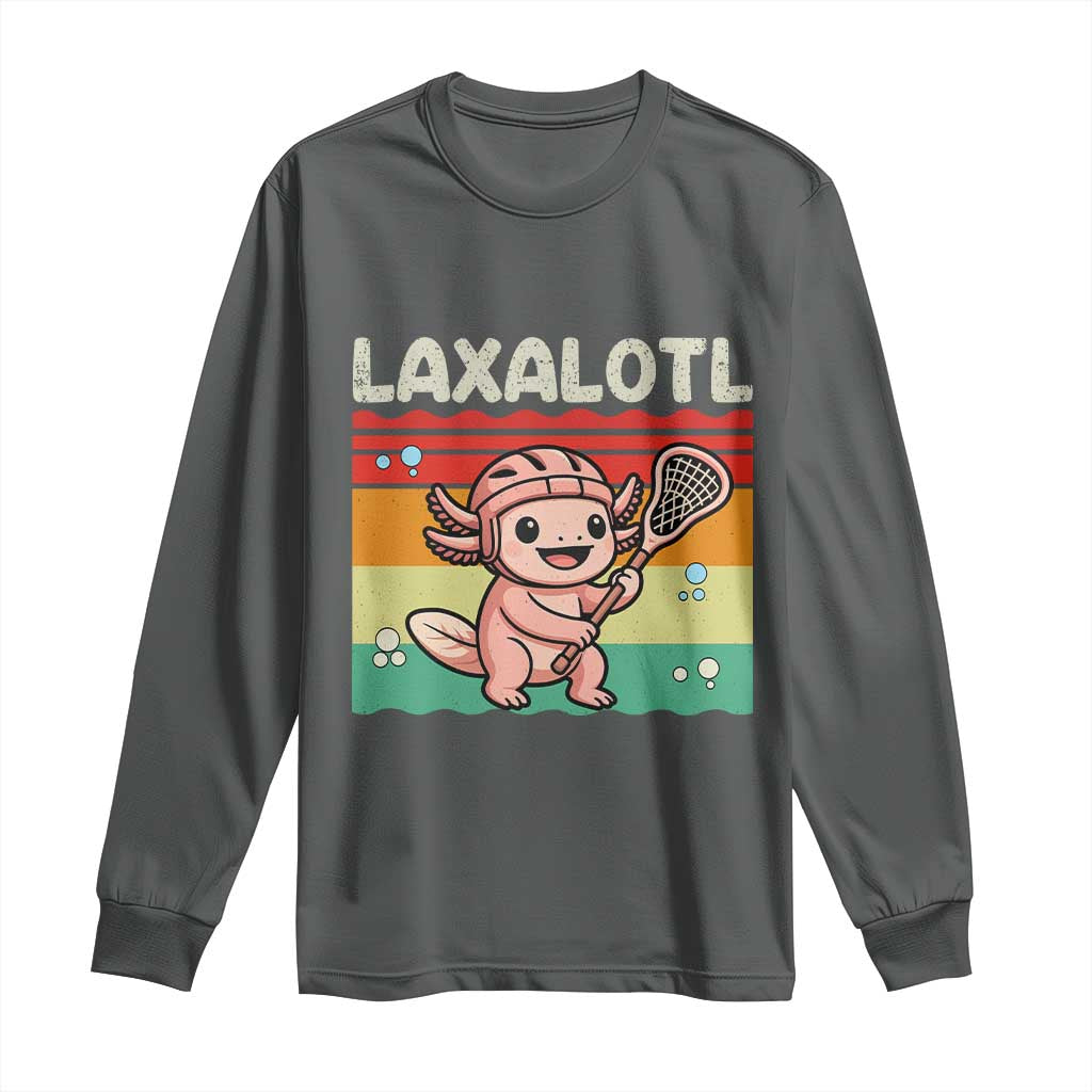 Funny Axolotl Lacrosse LAX Laxalotl Long Sleeve Shirt Lacrosse Player Retro Vintage