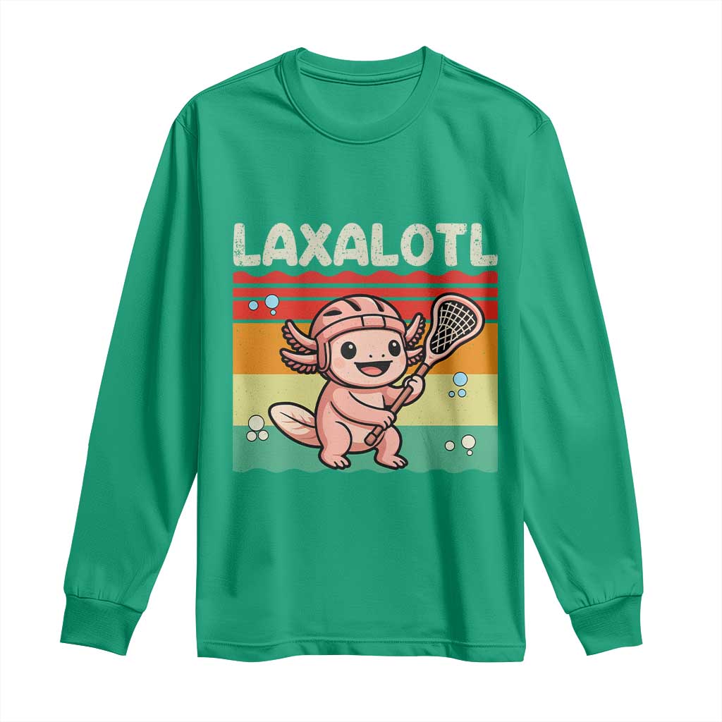Funny Axolotl Lacrosse LAX Laxalotl Long Sleeve Shirt Lacrosse Player Retro Vintage