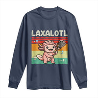 Funny Axolotl Lacrosse LAX Laxalotl Long Sleeve Shirt Lacrosse Player Retro Vintage
