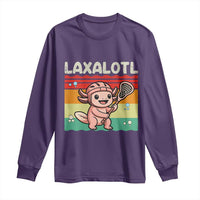 Funny Axolotl Lacrosse LAX Laxalotl Long Sleeve Shirt Lacrosse Player Retro Vintage