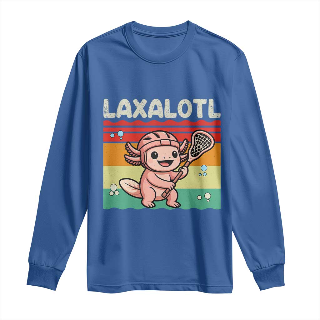 Funny Axolotl Lacrosse LAX Laxalotl Long Sleeve Shirt Lacrosse Player Retro Vintage