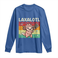 Funny Axolotl Lacrosse LAX Laxalotl Long Sleeve Shirt Lacrosse Player Retro Vintage