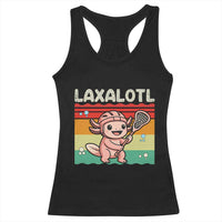 Funny Axolotl Lacrosse LAX Laxalotl Racerback Tank Top Lacrosse Player Retro Vintage