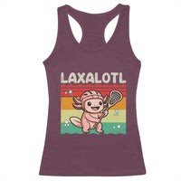 Funny Axolotl Lacrosse LAX Laxalotl Racerback Tank Top Lacrosse Player Retro Vintage