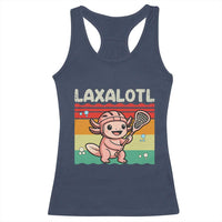 Funny Axolotl Lacrosse LAX Laxalotl Racerback Tank Top Lacrosse Player Retro Vintage