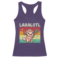 Funny Axolotl Lacrosse LAX Laxalotl Racerback Tank Top Lacrosse Player Retro Vintage