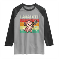 Funny Axolotl Lacrosse LAX Laxalotl Raglan Shirt Lacrosse Player Retro Vintage