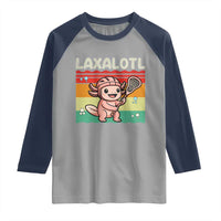 Funny Axolotl Lacrosse LAX Laxalotl Raglan Shirt Lacrosse Player Retro Vintage