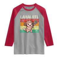 Funny Axolotl Lacrosse LAX Laxalotl Raglan Shirt Lacrosse Player Retro Vintage