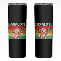 Funny Axolotl Lacrosse LAX Laxalotl Skinny Tumbler Lacrosse Player Retro Vintage