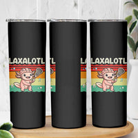 Funny Axolotl Lacrosse LAX Laxalotl Skinny Tumbler Lacrosse Player Retro Vintage