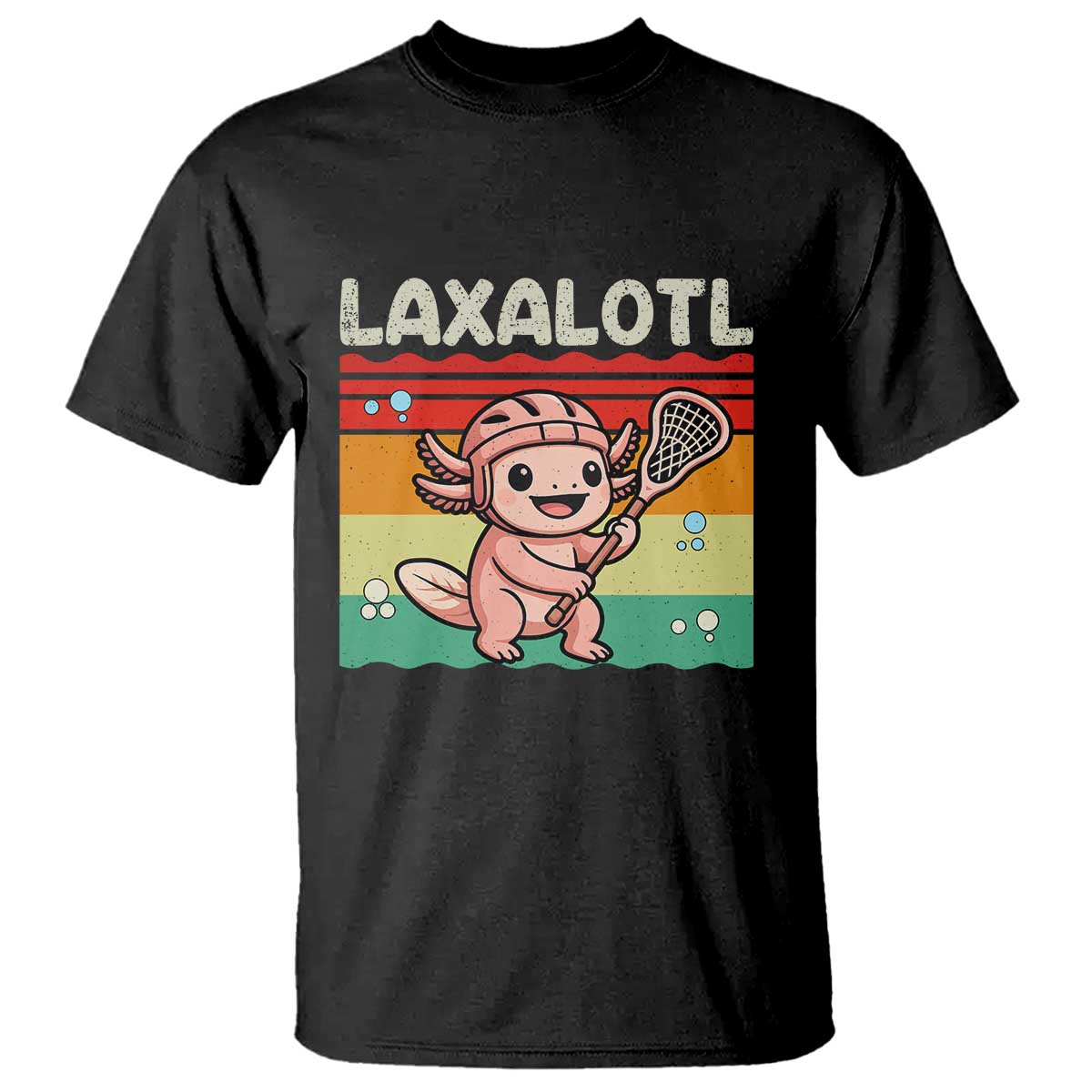 Funny Axolotl Lacrosse LAX Laxalotl T Shirt Lacrosse Player Retro Vintage