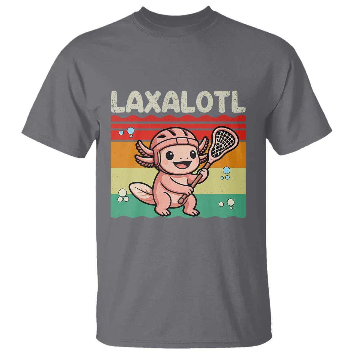 Funny Axolotl Lacrosse LAX Laxalotl T Shirt Lacrosse Player Retro Vintage