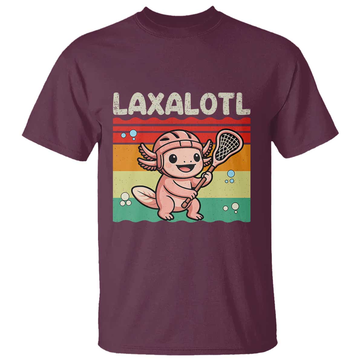 Funny Axolotl Lacrosse LAX Laxalotl T Shirt Lacrosse Player Retro Vintage