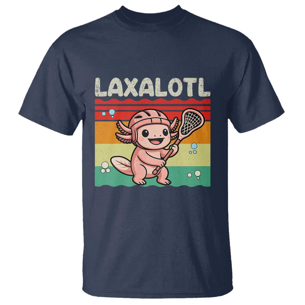 Funny Axolotl Lacrosse LAX Laxalotl T Shirt Lacrosse Player Retro Vintage