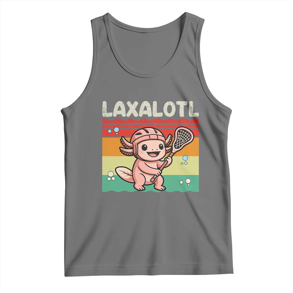 Funny Axolotl Lacrosse LAX Laxalotl Tank Top Lacrosse Player Retro Vintage