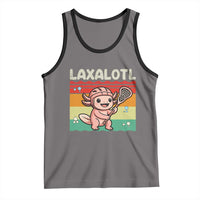 Funny Axolotl Lacrosse LAX Laxalotl Tank Top Lacrosse Player Retro Vintage