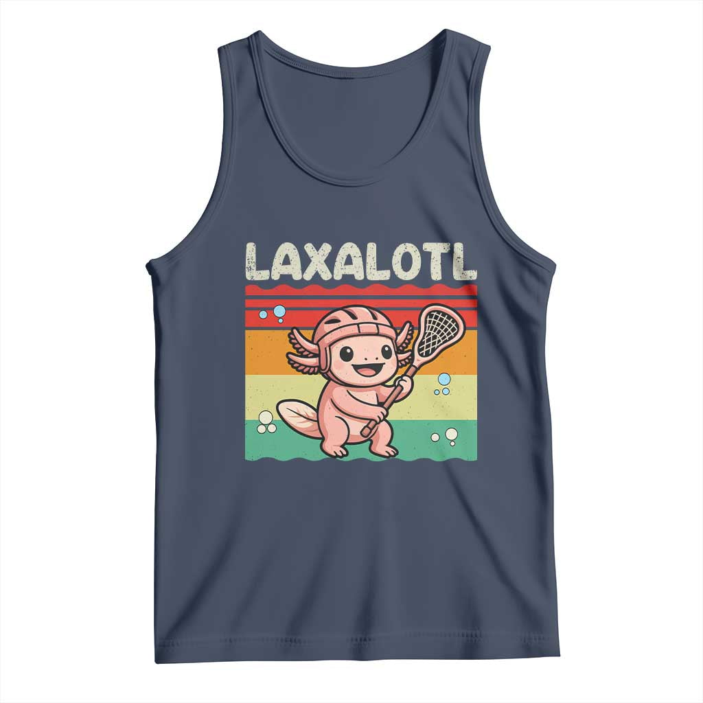 Funny Axolotl Lacrosse LAX Laxalotl Tank Top Lacrosse Player Retro Vintage
