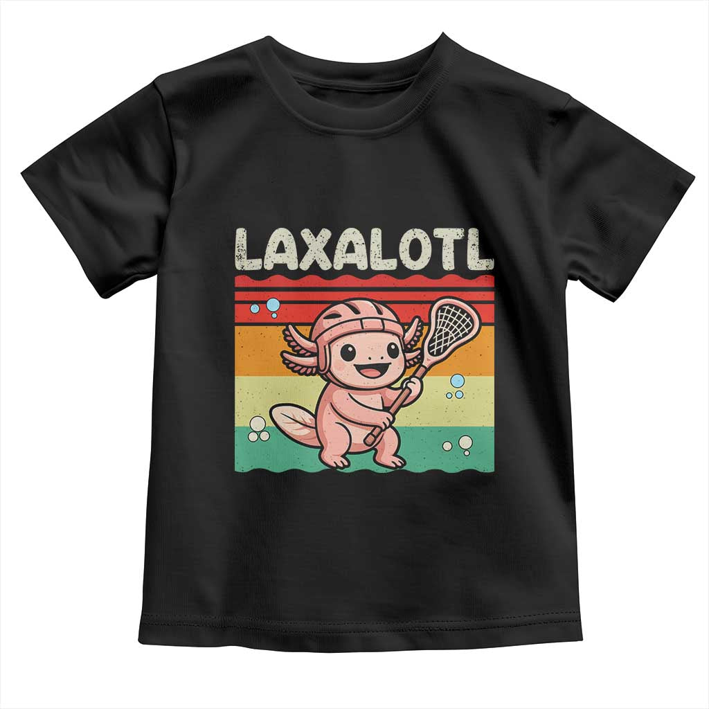 Funny Axolotl Lacrosse LAX Laxalotl Toddler T Shirt Lacrosse Player Retro Vintage