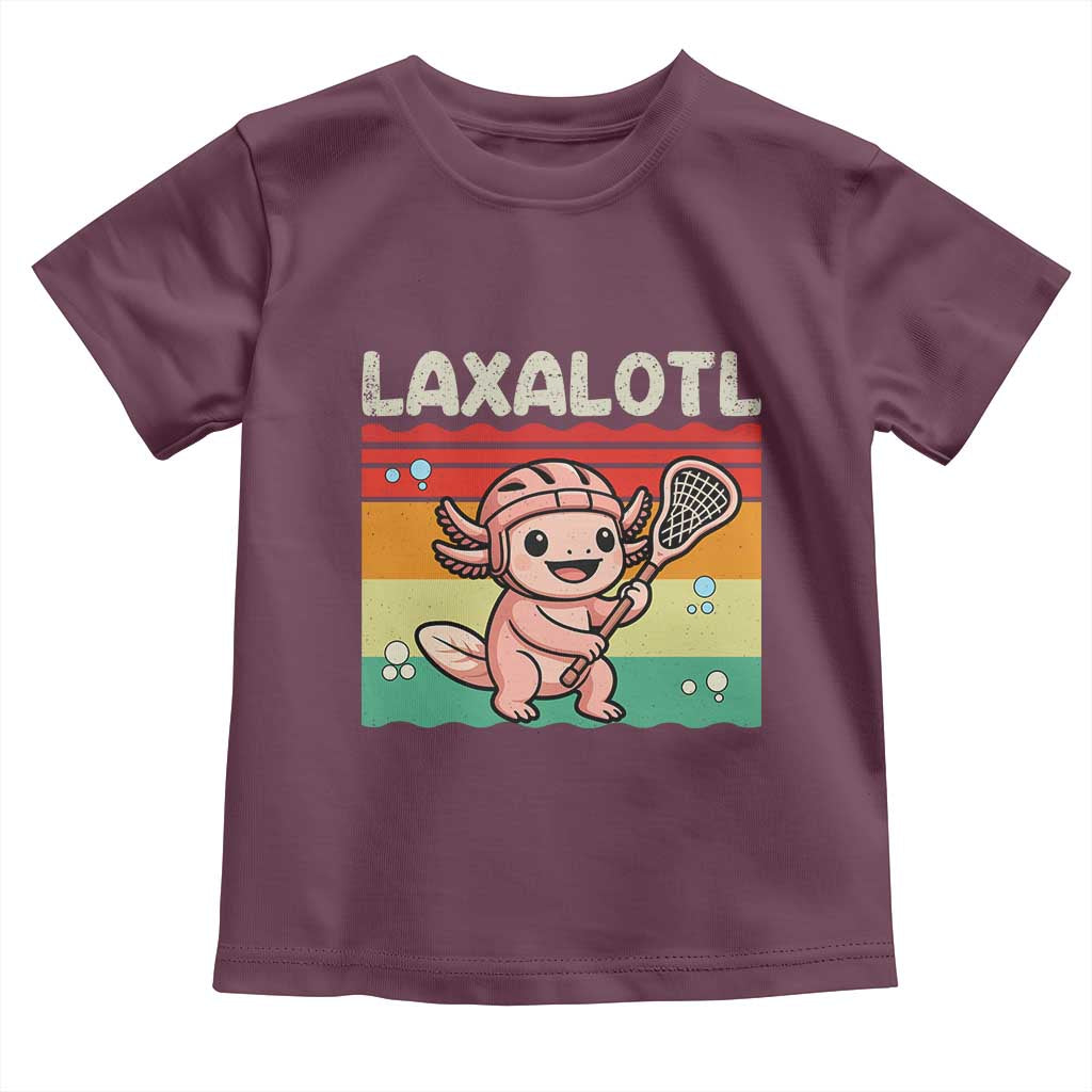 Funny Axolotl Lacrosse LAX Laxalotl Toddler T Shirt Lacrosse Player Retro Vintage