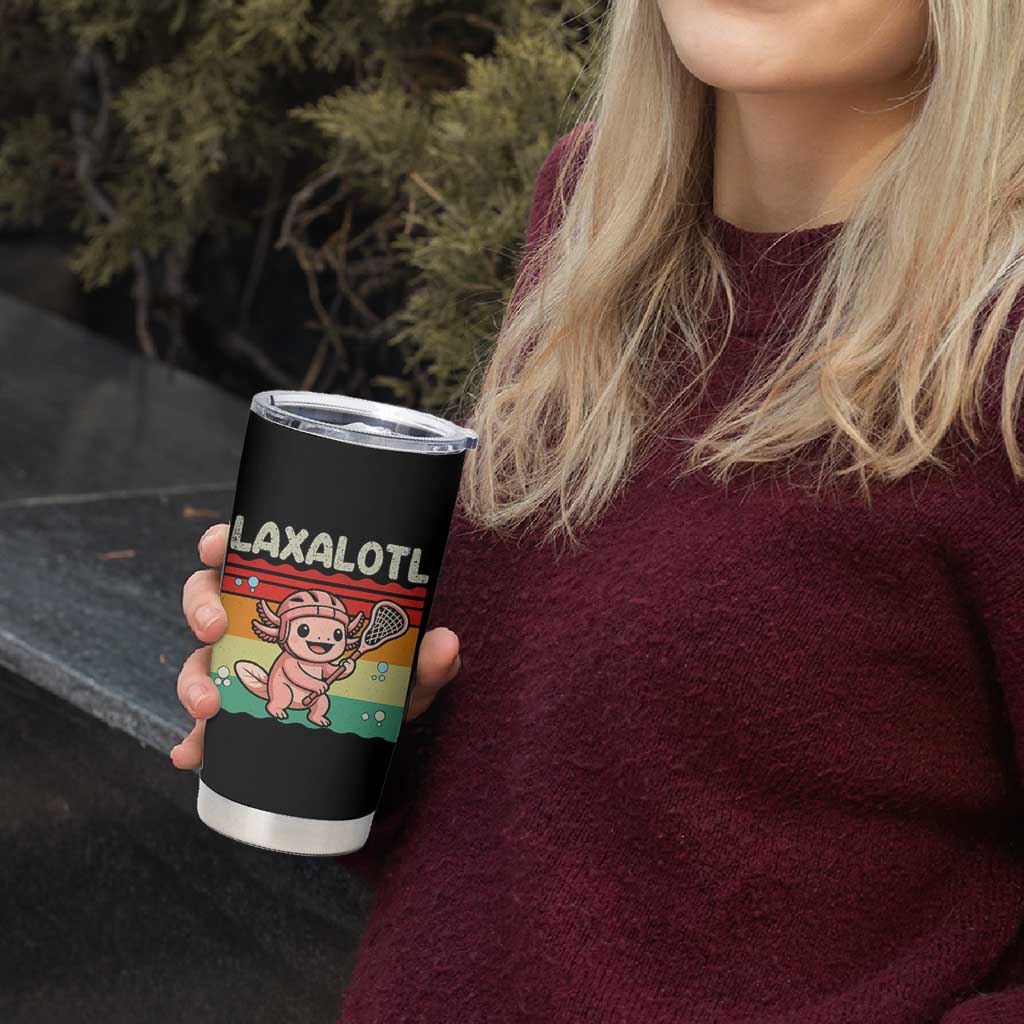 Funny Axolotl Lacrosse LAX Laxalotl Tumbler Cup Lacrosse Player Retro Vintage
