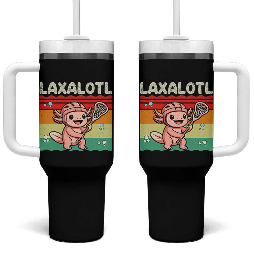 Funny Axolotl Lacrosse LAX Laxalotl Tumbler With Handle Lacrosse Player Retro Vintage