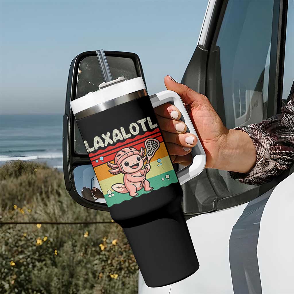 Funny Axolotl Lacrosse LAX Laxalotl Tumbler With Handle Lacrosse Player Retro Vintage