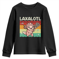 Funny Axolotl Lacrosse LAX Laxalotl Youth Sweatshirt Lacrosse Player Retro Vintage