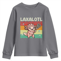 Funny Axolotl Lacrosse LAX Laxalotl Youth Sweatshirt Lacrosse Player Retro Vintage