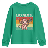 Funny Axolotl Lacrosse LAX Laxalotl Youth Sweatshirt Lacrosse Player Retro Vintage