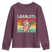 Funny Axolotl Lacrosse LAX Laxalotl Youth Sweatshirt Lacrosse Player Retro Vintage